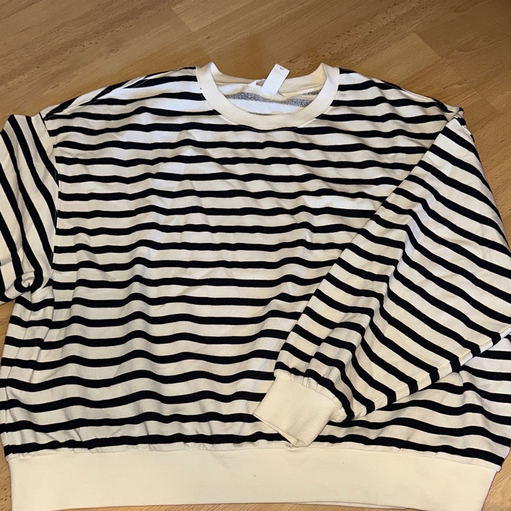 Striped Navy and White Crewneck